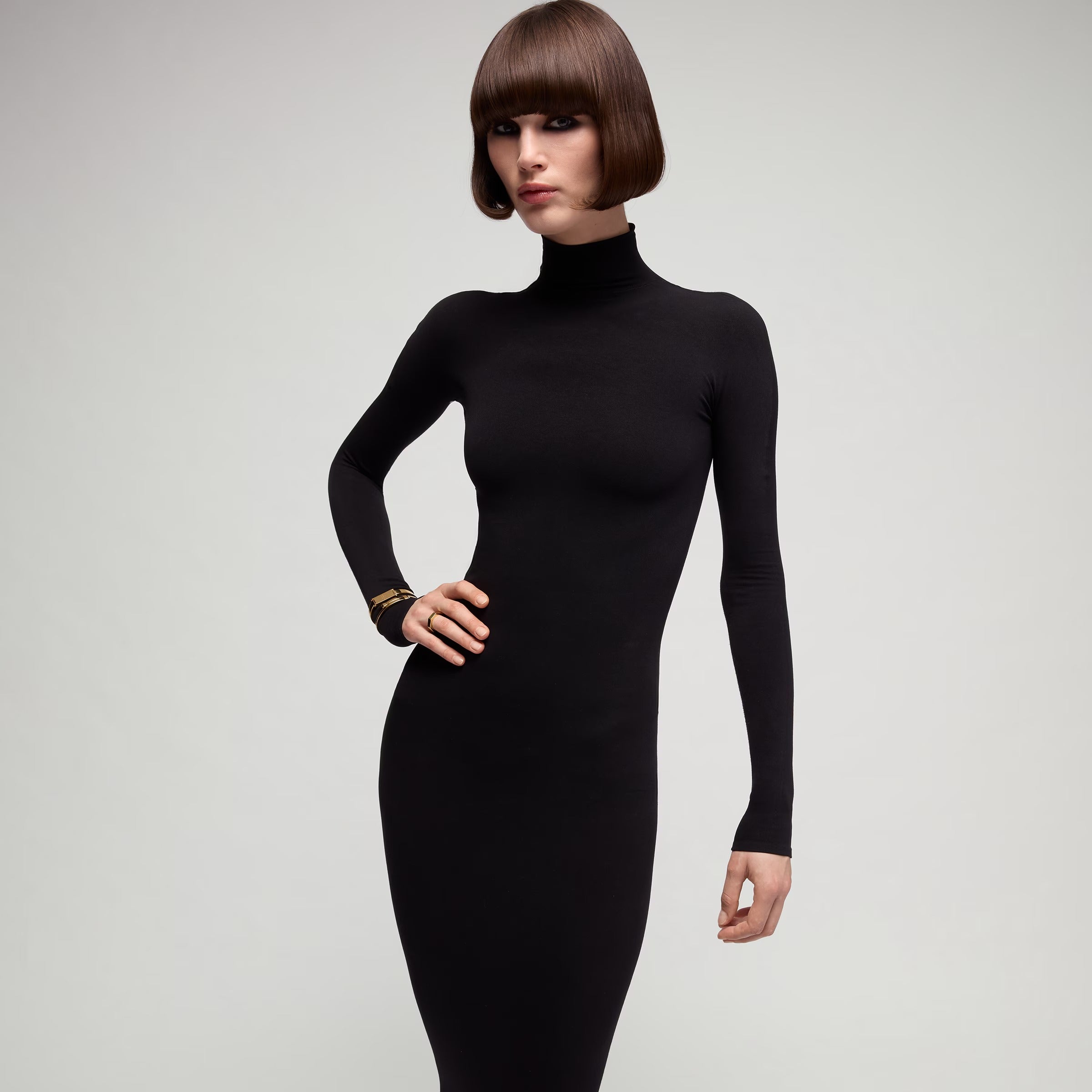 Seamless stretch nylon jersey dress