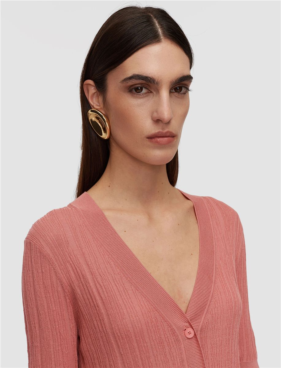 Sens silk cotton rib short sleeve cardigan-JOSEPH-Verso