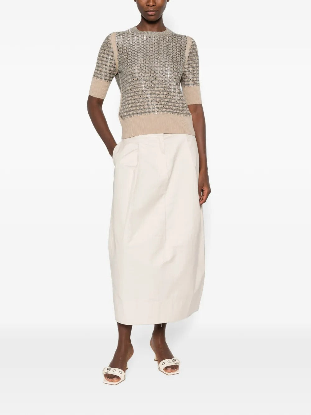 Sequin-embellished checkered wool sweater-ERMANNO SCERVINO-Verso