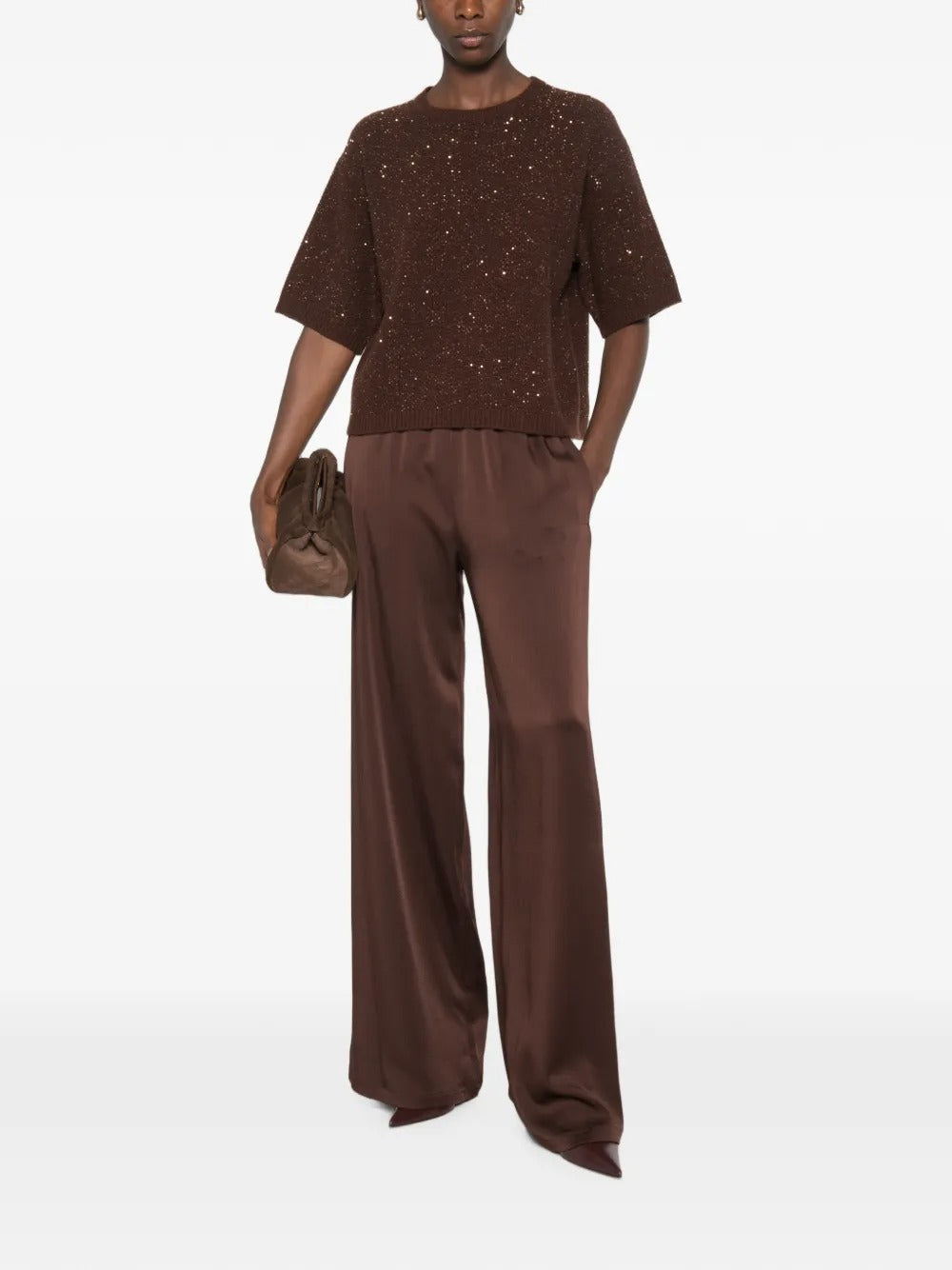 Sequin-embellished short-sleeve sweater-FABIANA FILIPPI-Verso