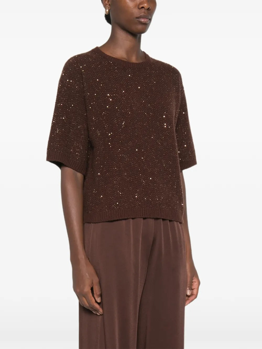 Sequin-embellished short-sleeve sweater-FABIANA FILIPPI-Verso