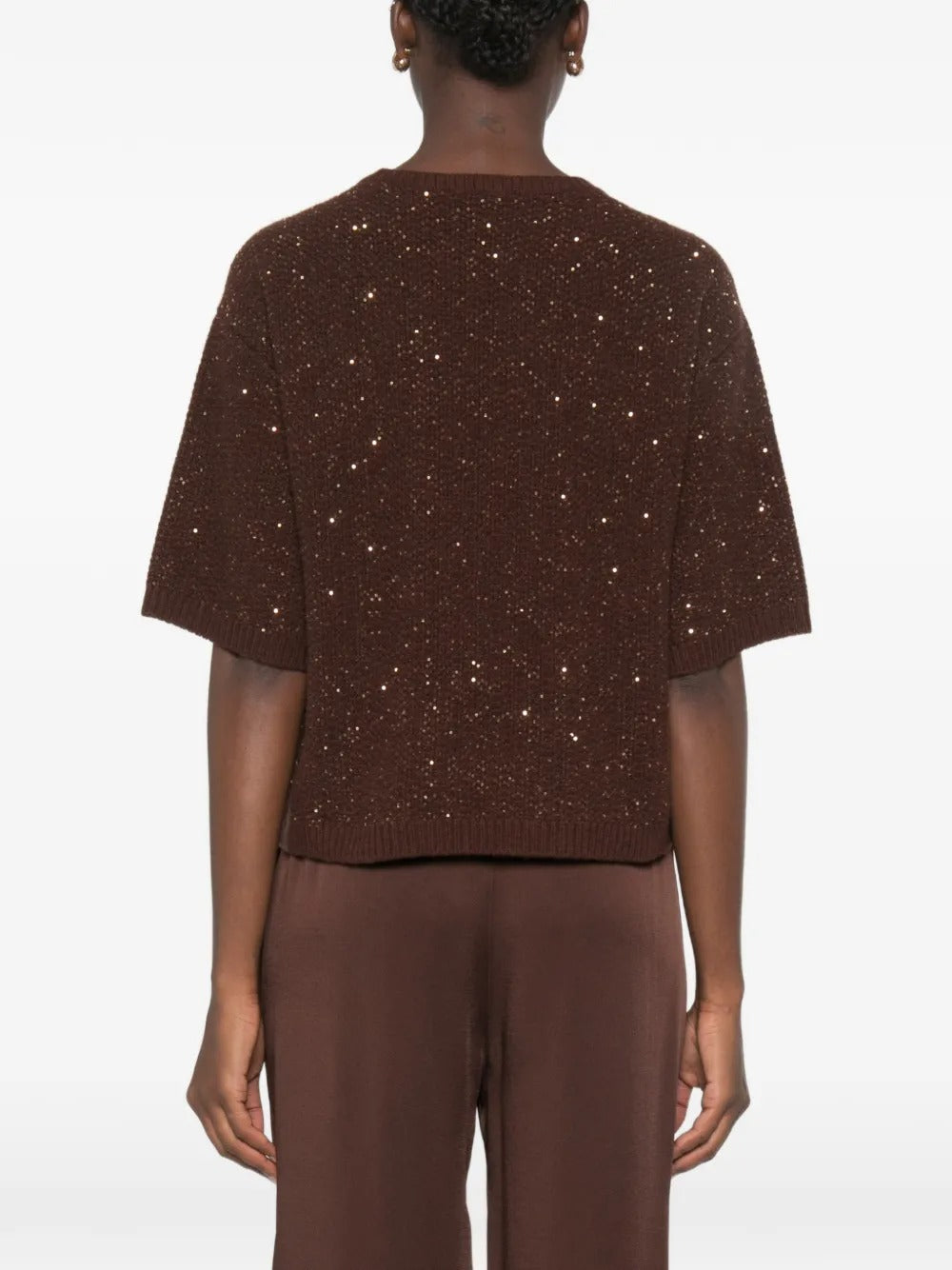 Sequin-embellished short-sleeve sweater-FABIANA FILIPPI-Verso