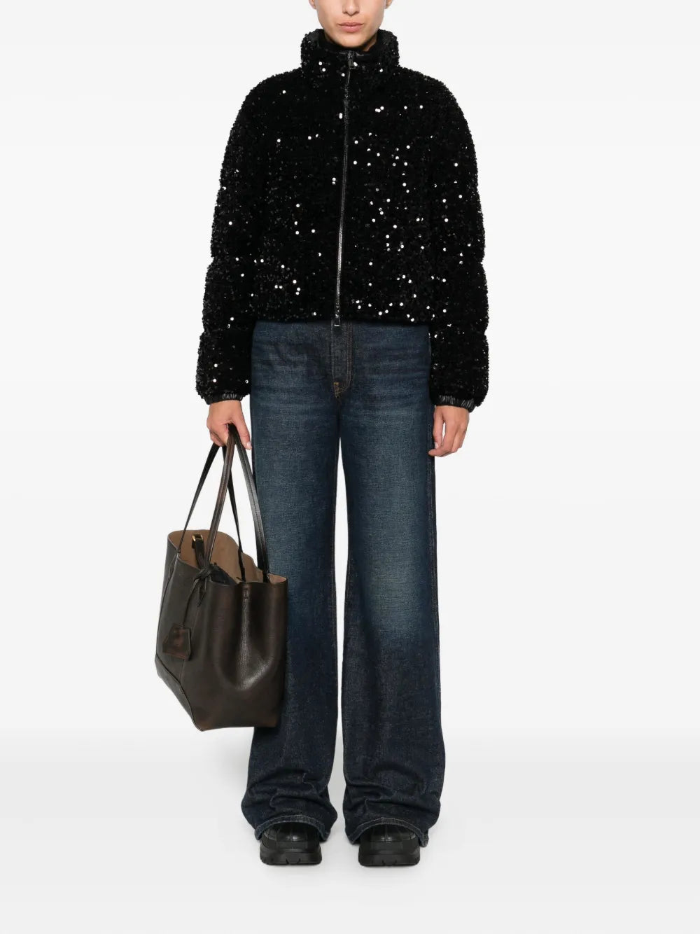 Sequin-embellished zip-front jacket-MONCLER-Verso