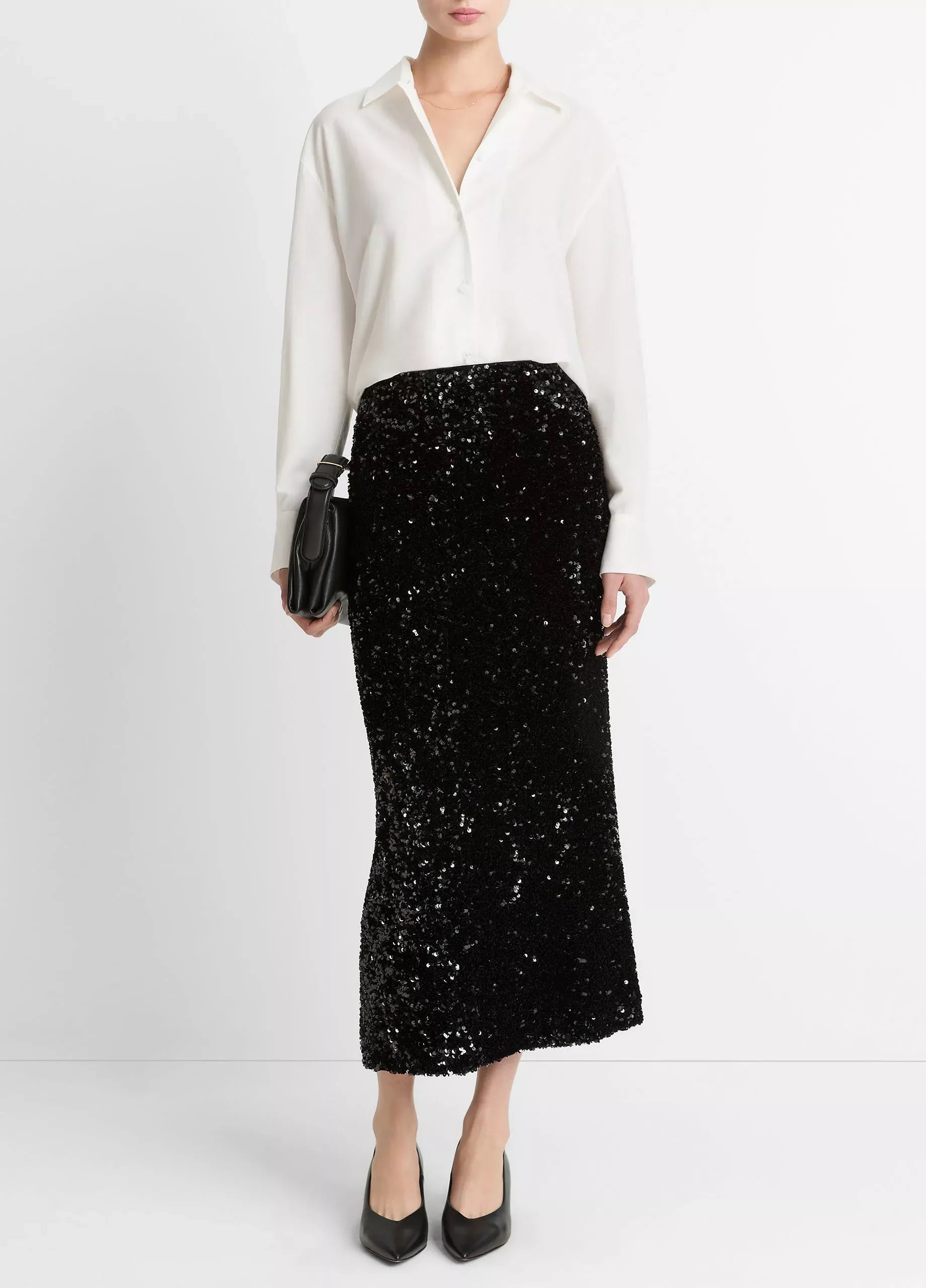 Sequined Velvet Column Skirt-VINCE-Verso
