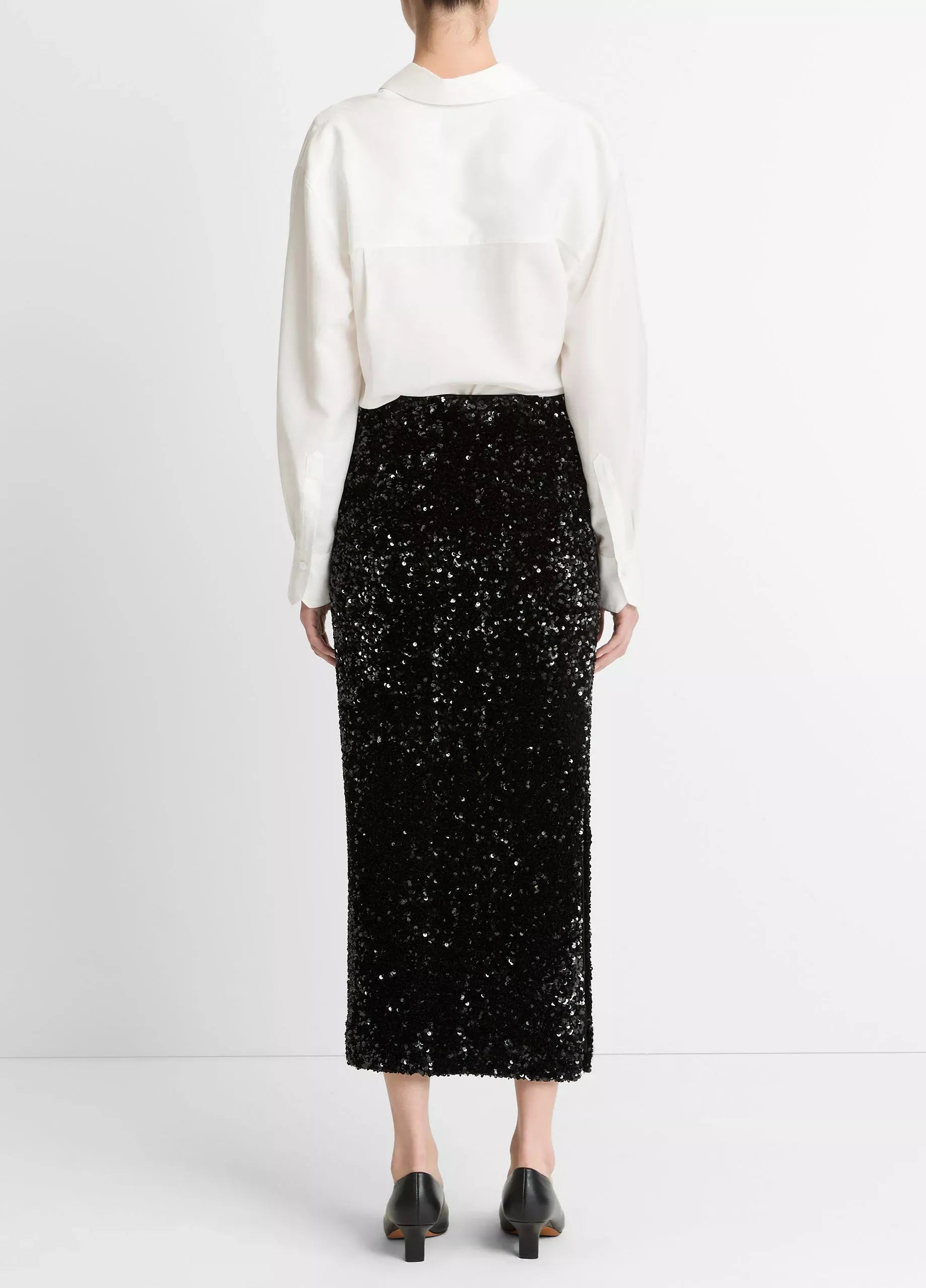 Sequined velvet column skirt-VINCE-Verso