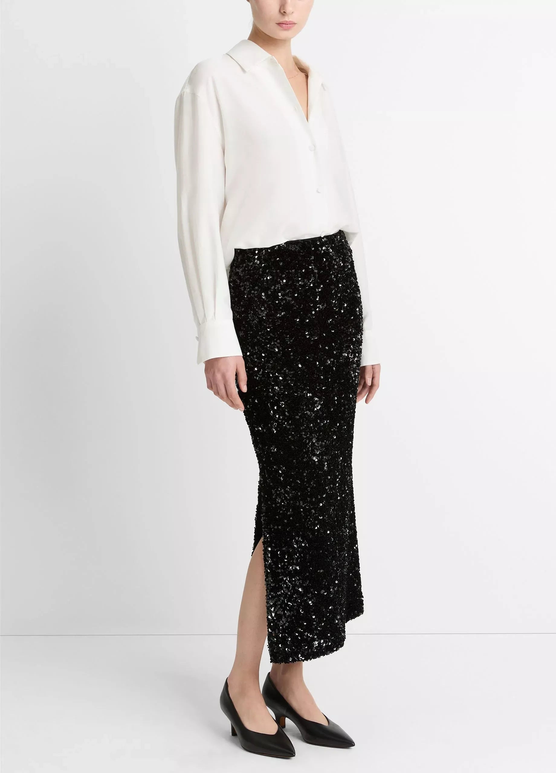 Sequined velvet column skirt-VINCE-Verso
