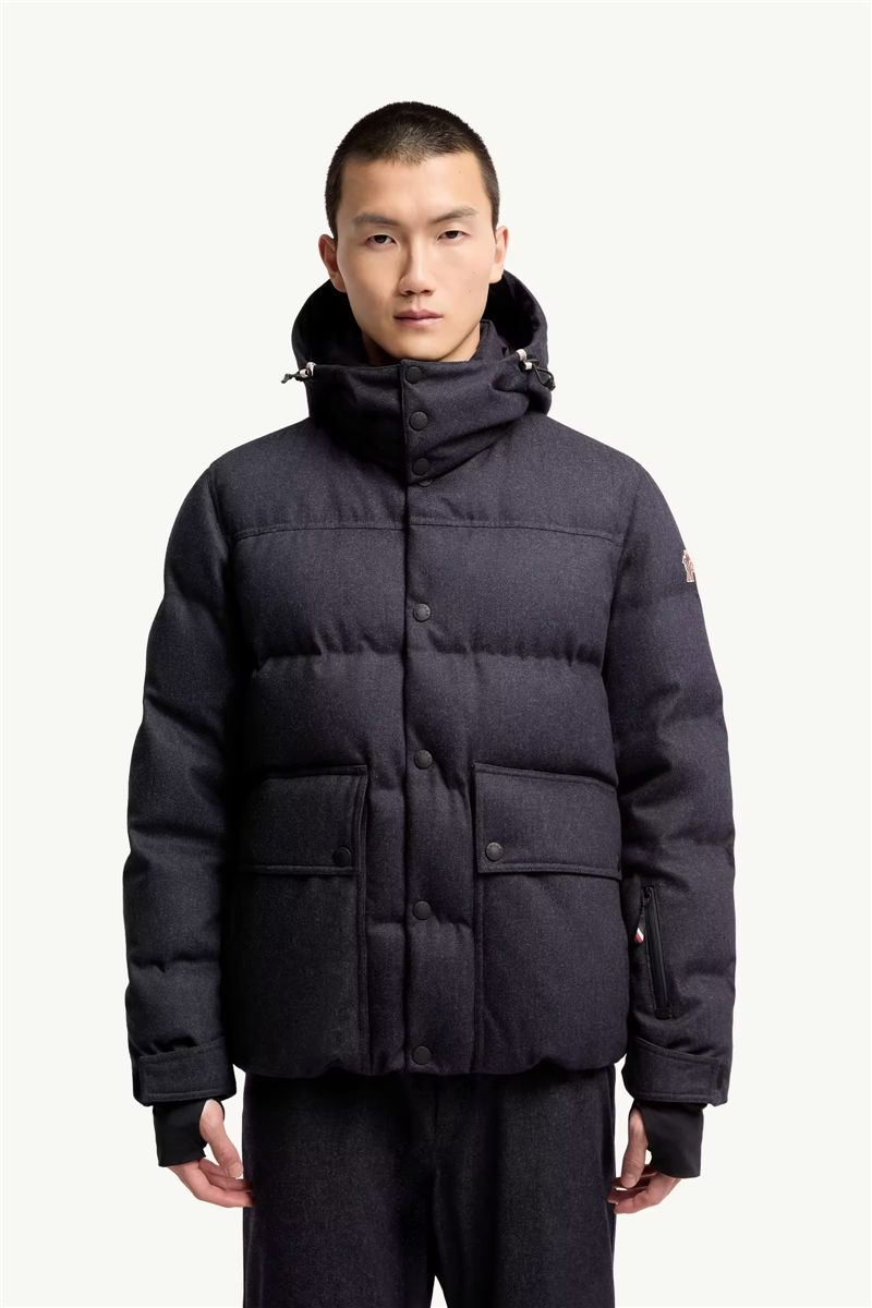 Servance wool denim hooded down ski jacket-MONCLER-Verso