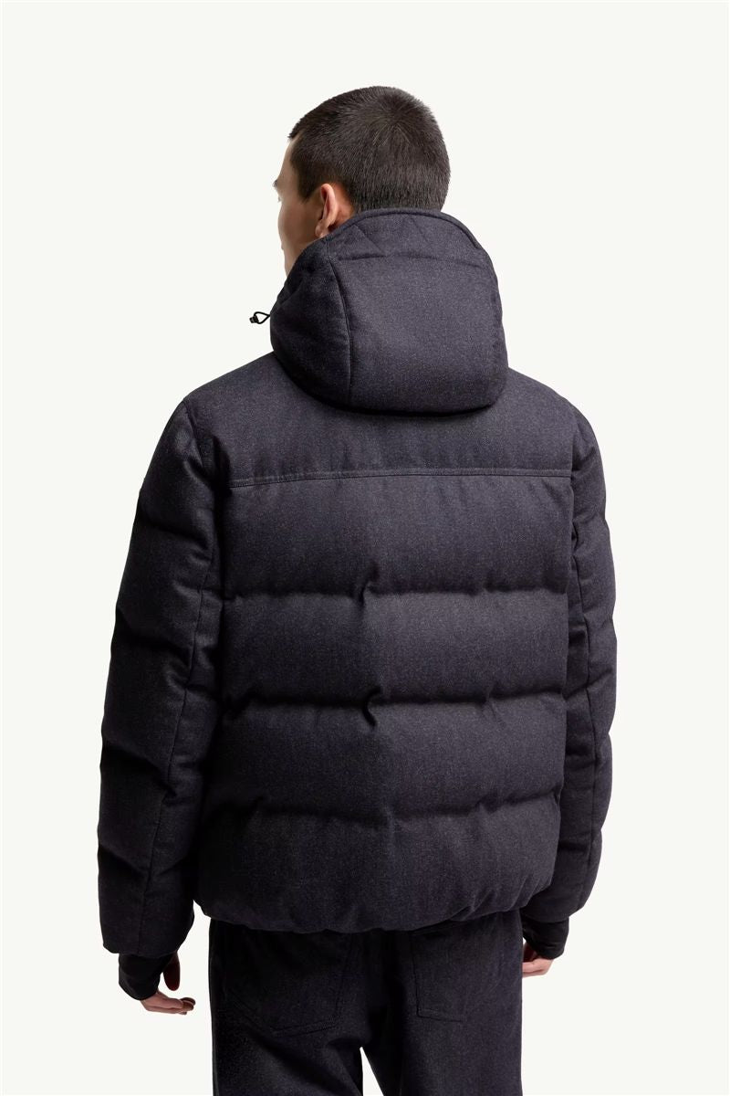 Servance wool denim hooded down ski jacket-MONCLER-Verso