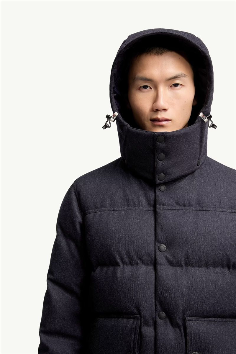 Servance wool denim hooded down ski jacket-MONCLER-Verso