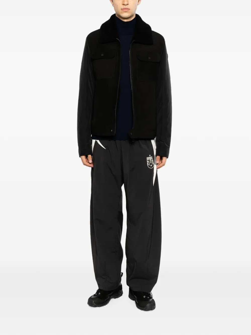 Shearling-collar panelled jacket-MONCLER-Verso