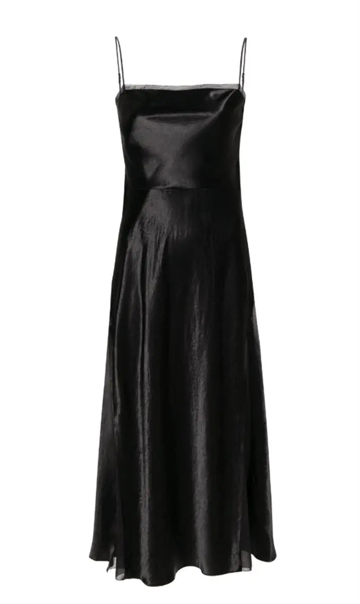 SHEER-PANELLED SILK SLIP DRESS VINCE