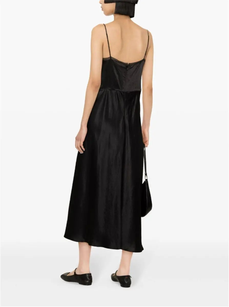 SHEER-PANELLED SILK SLIP DRESS VINCE
