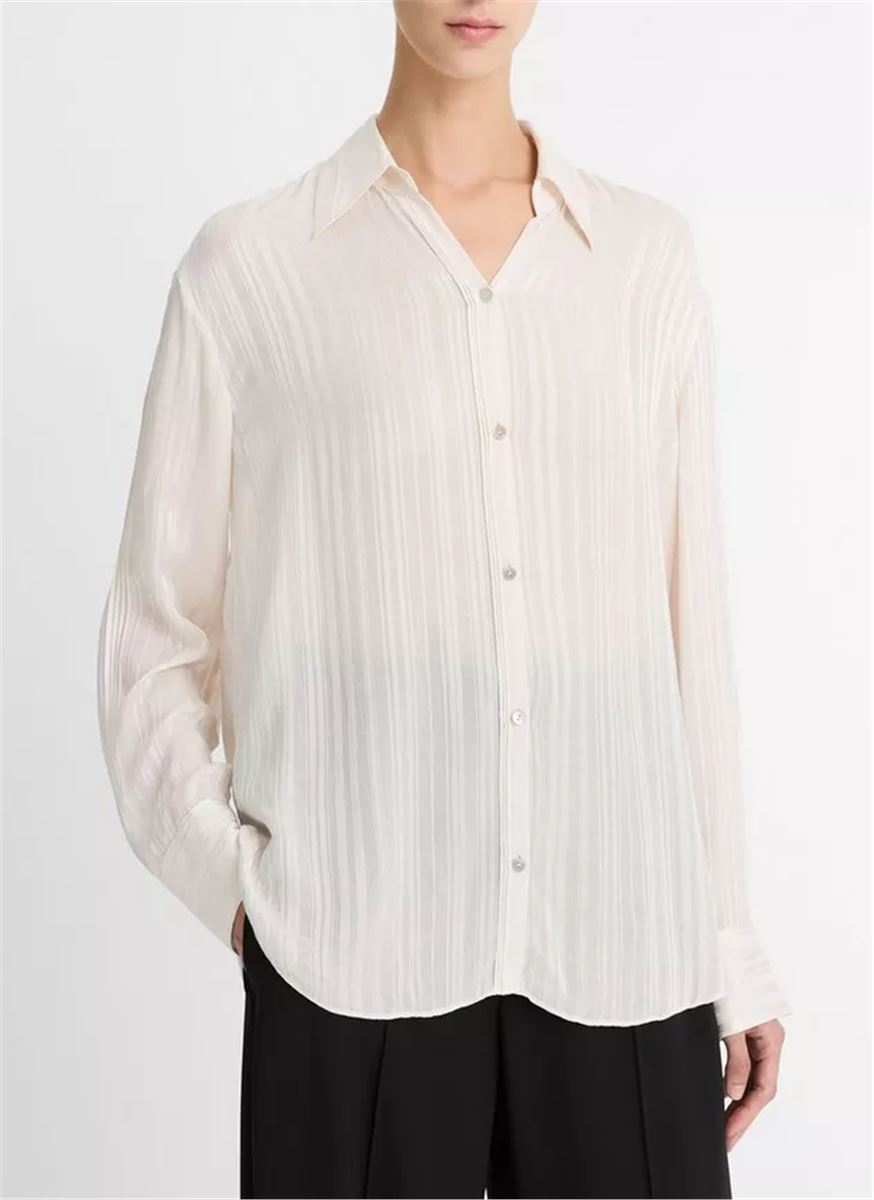 SHEER-STRIPE PINTUCK BLOUSE -  VINCE -  Verso