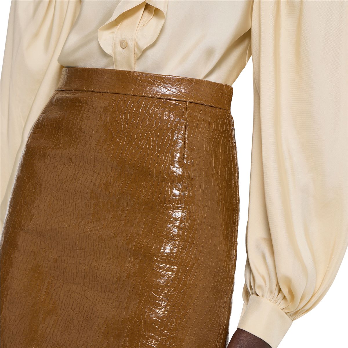 Shiny leather midi skirt-GUCCI-Verso