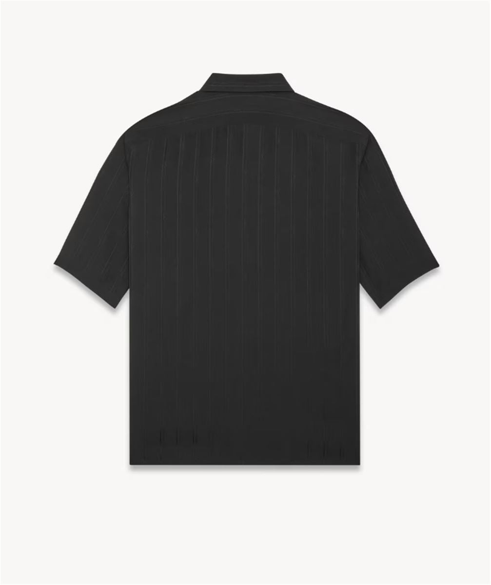 SHIRT IN MATTE AND SHINY CASSANDRE STRIPED SILK - SAINT LAURENT - Verso