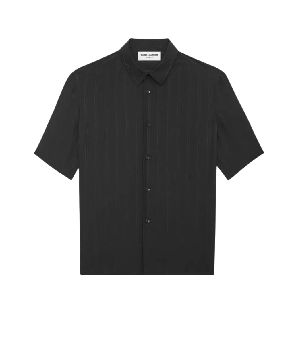 SHIRT IN MATTE AND SHINY CASSANDRE STRIPED SILK - SAINT LAURENT - Verso