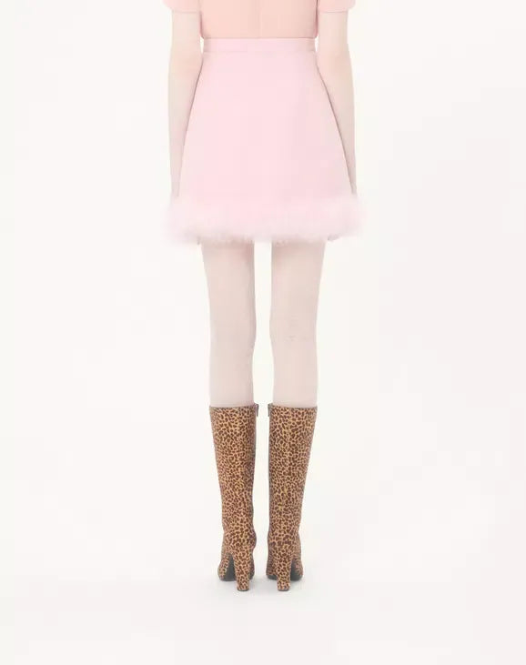 Short crepe couture skirt with feathers-VALENTINO-Verso