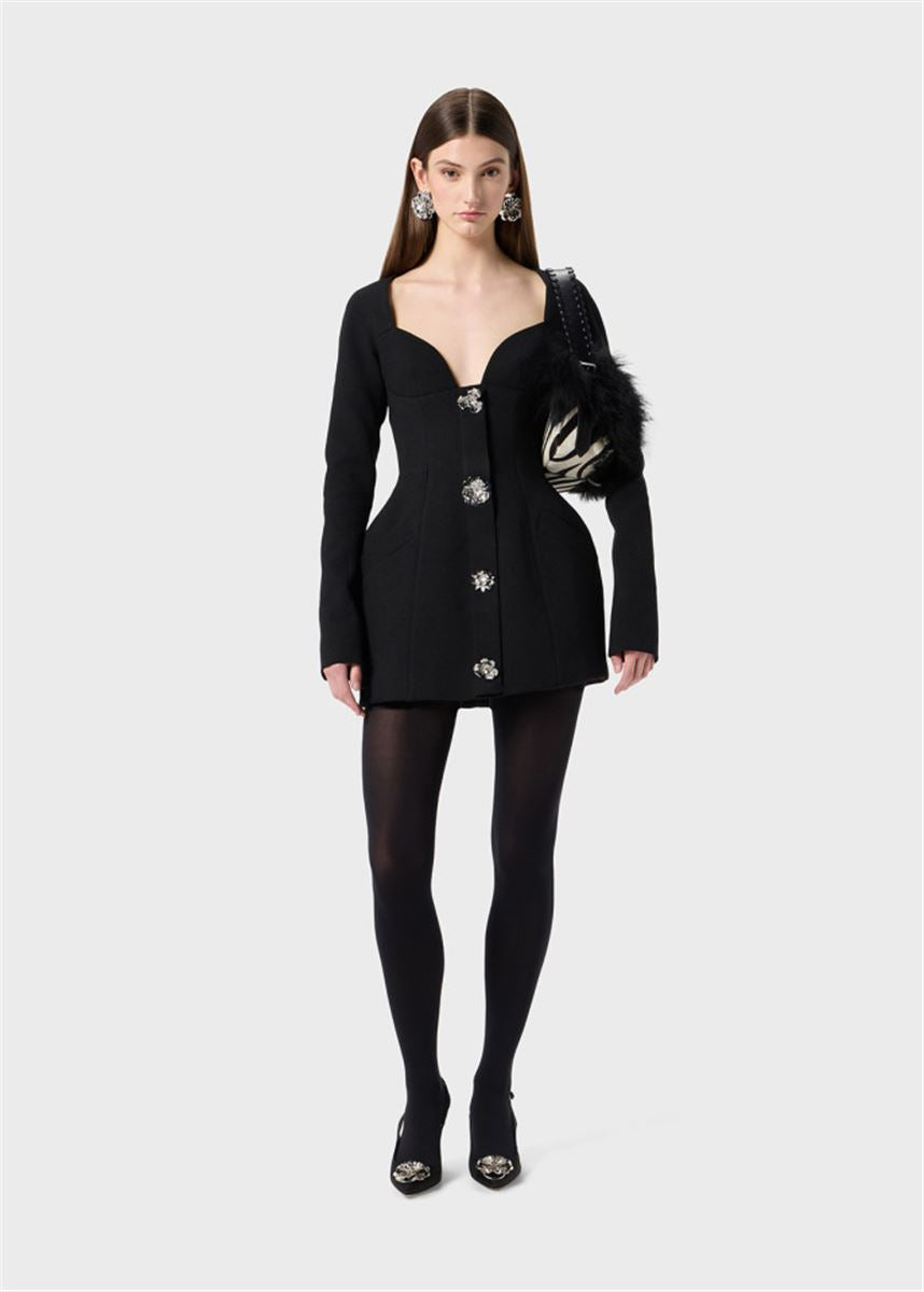 short crêpe dress with jewel buttons-BLUMARINE-Verso