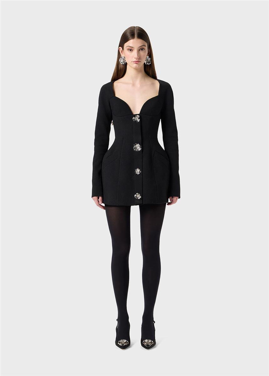 short crêpe dress with jewel buttons-BLUMARINE-Verso