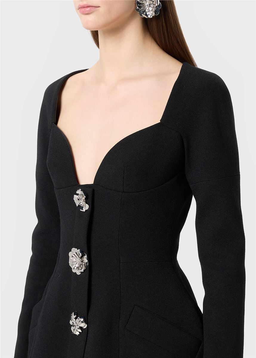 short crêpe dress with jewel buttons-BLUMARINE-Verso