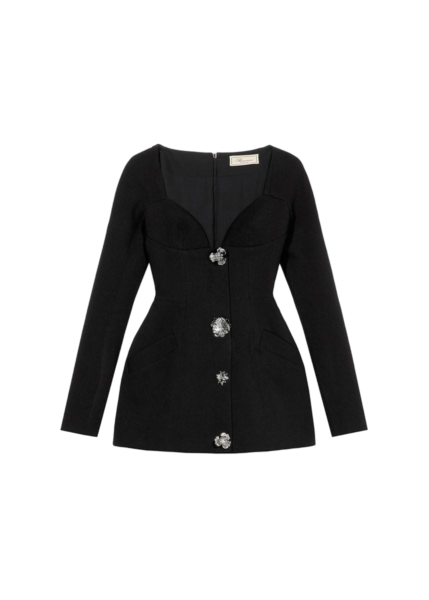 short crêpe dress with jewel buttons-BLUMARINE-Verso