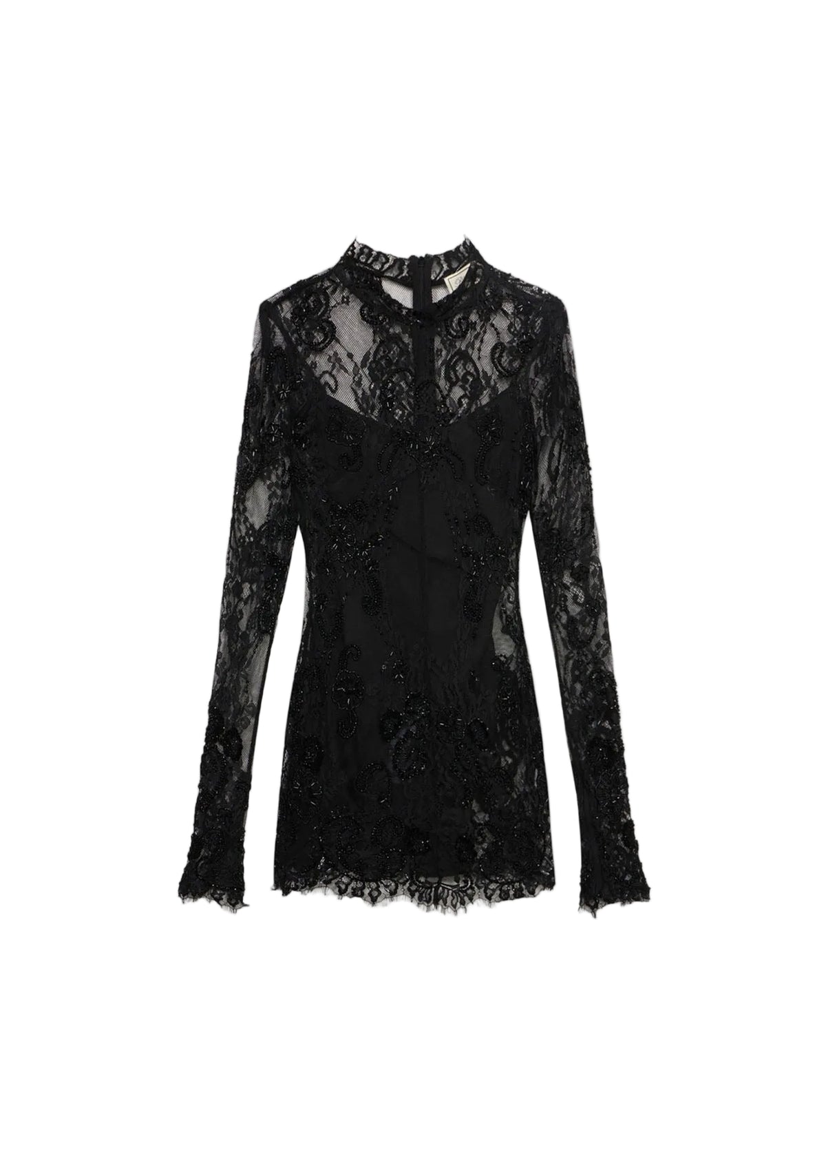 Short Lace Dress with Embroidery-BLUMARINE-312287-40-Verso