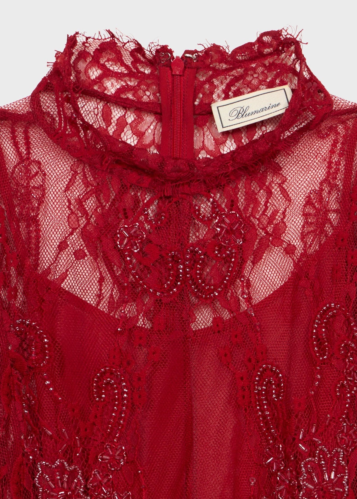 Short Lace Dress with Embroidery-BLUMARINE-Verso