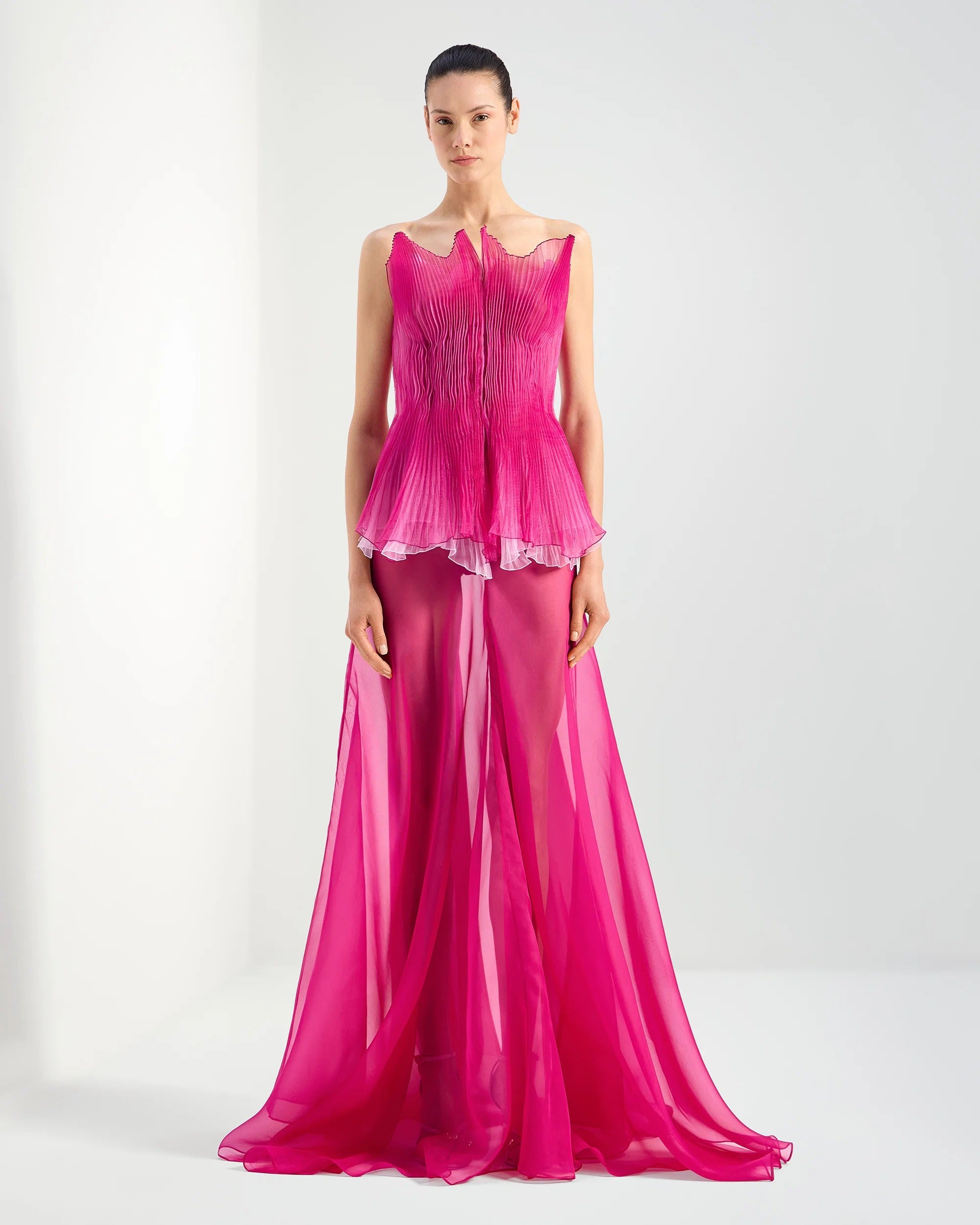 Short pleated organza dress-GENNY-Verso