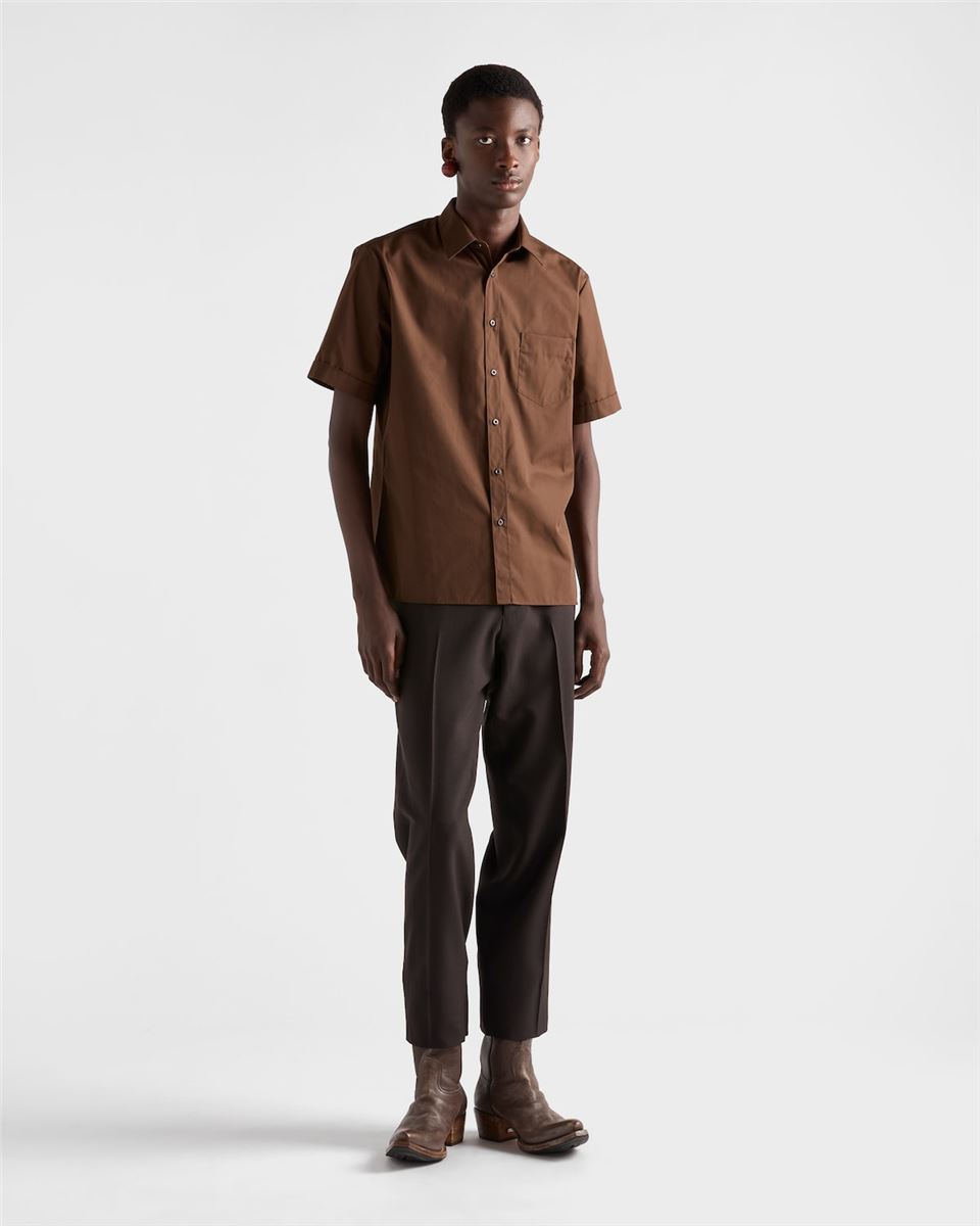 short-sleeved cotton blend shirt-PRADA-Verso