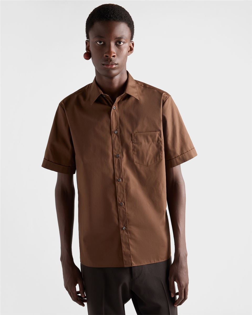 short-sleeved cotton blend shirt-PRADA-Verso