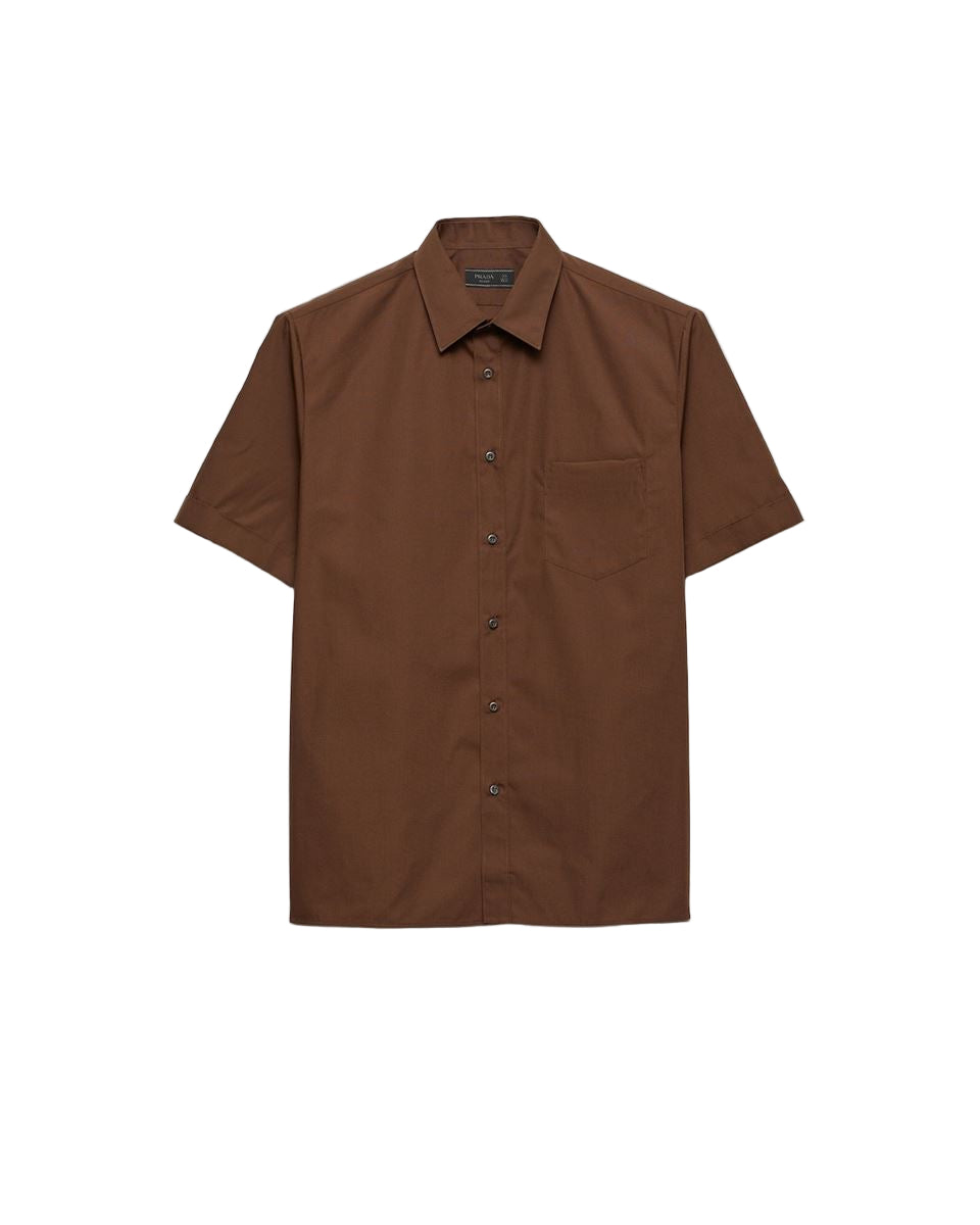 short-sleeved cotton blend shirt-PRADA-Verso