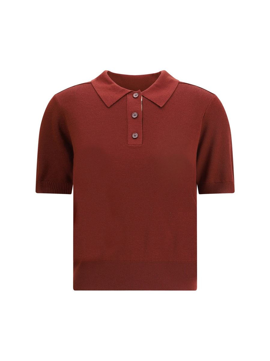 Short sleeved knitted polo shirt-BURBERRY-Verso