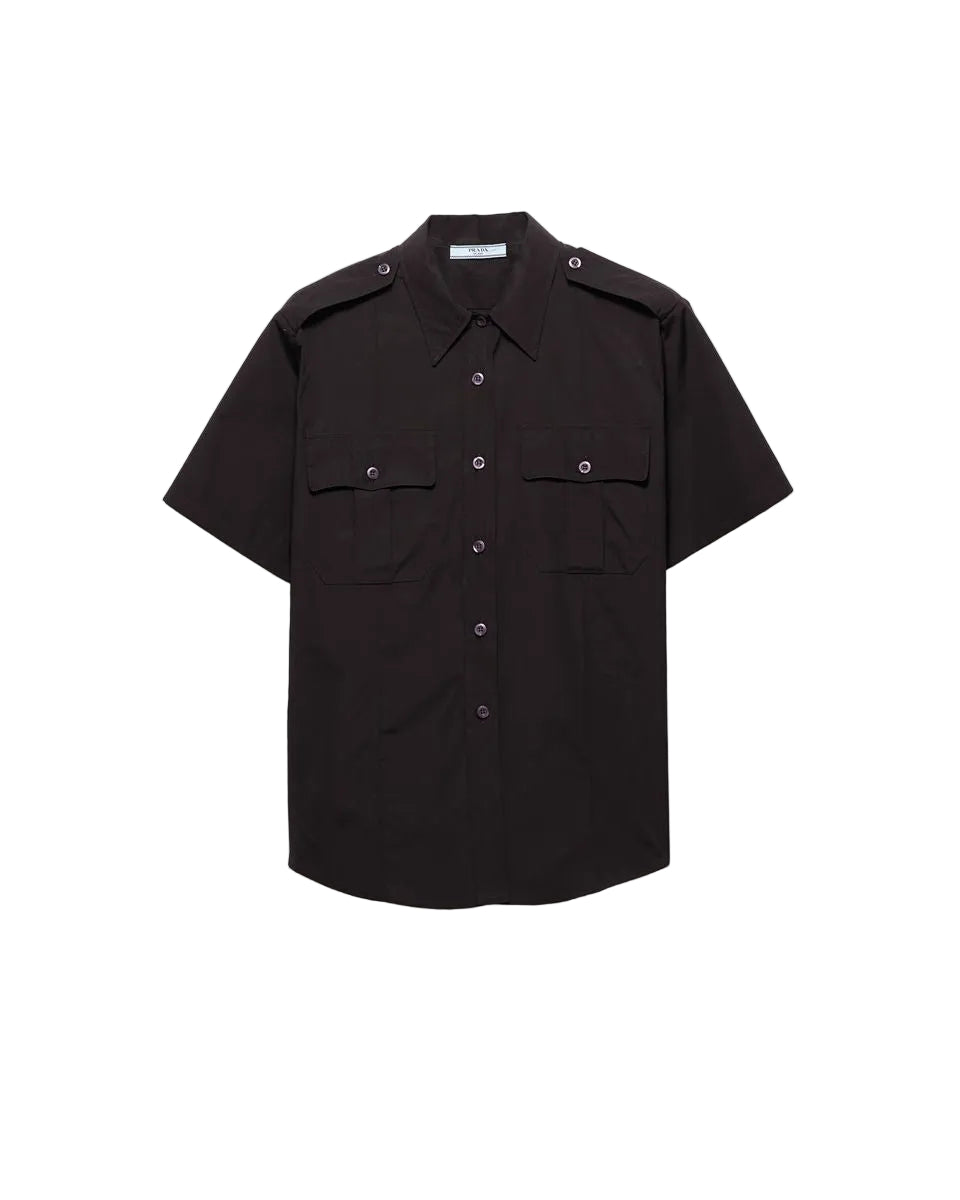 Short-sleeved poplin shirt-PRADA-307693-40-Verso