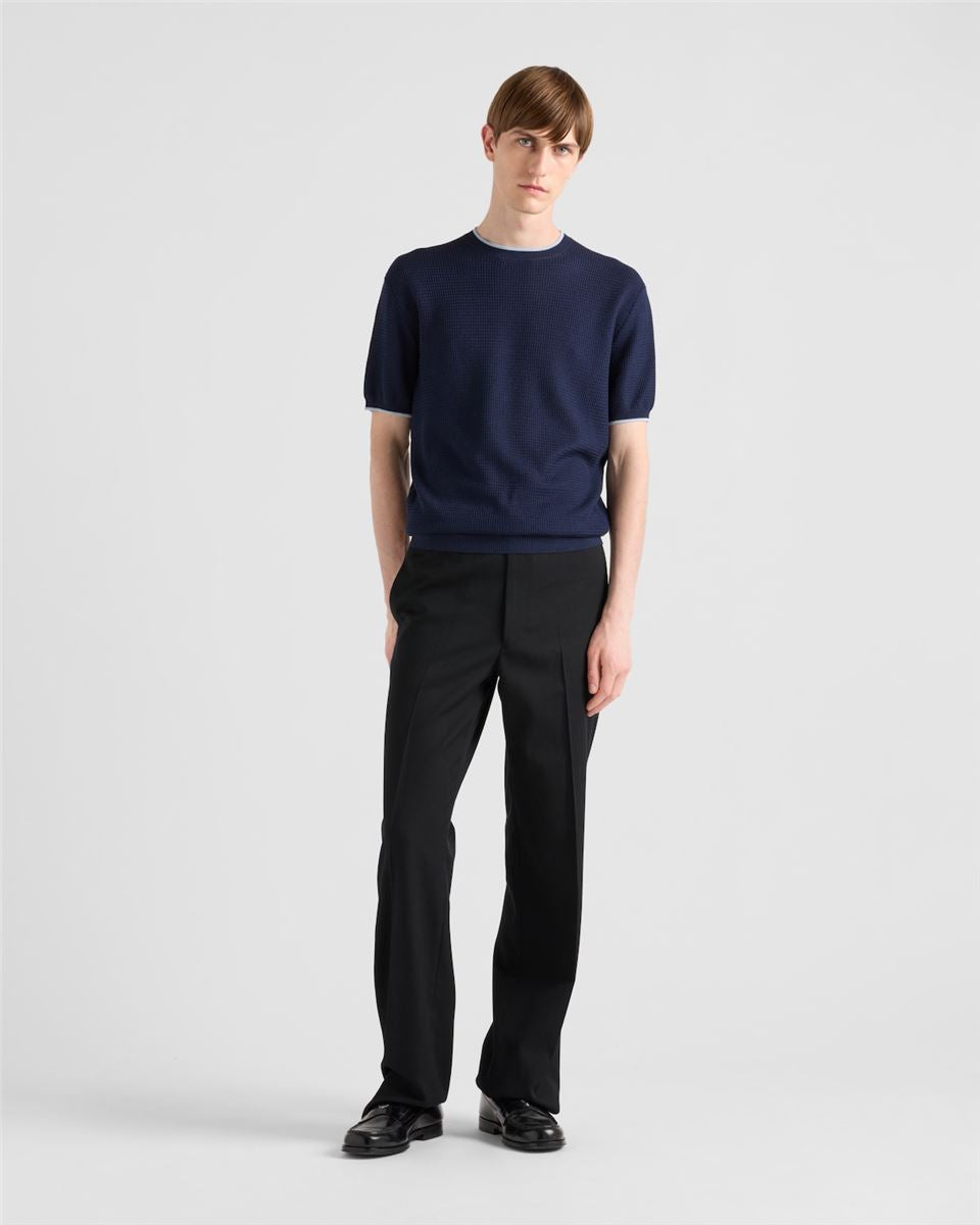SHORT-SLEEVED SILK AND COTTON SWEATER-PRADA-Verso