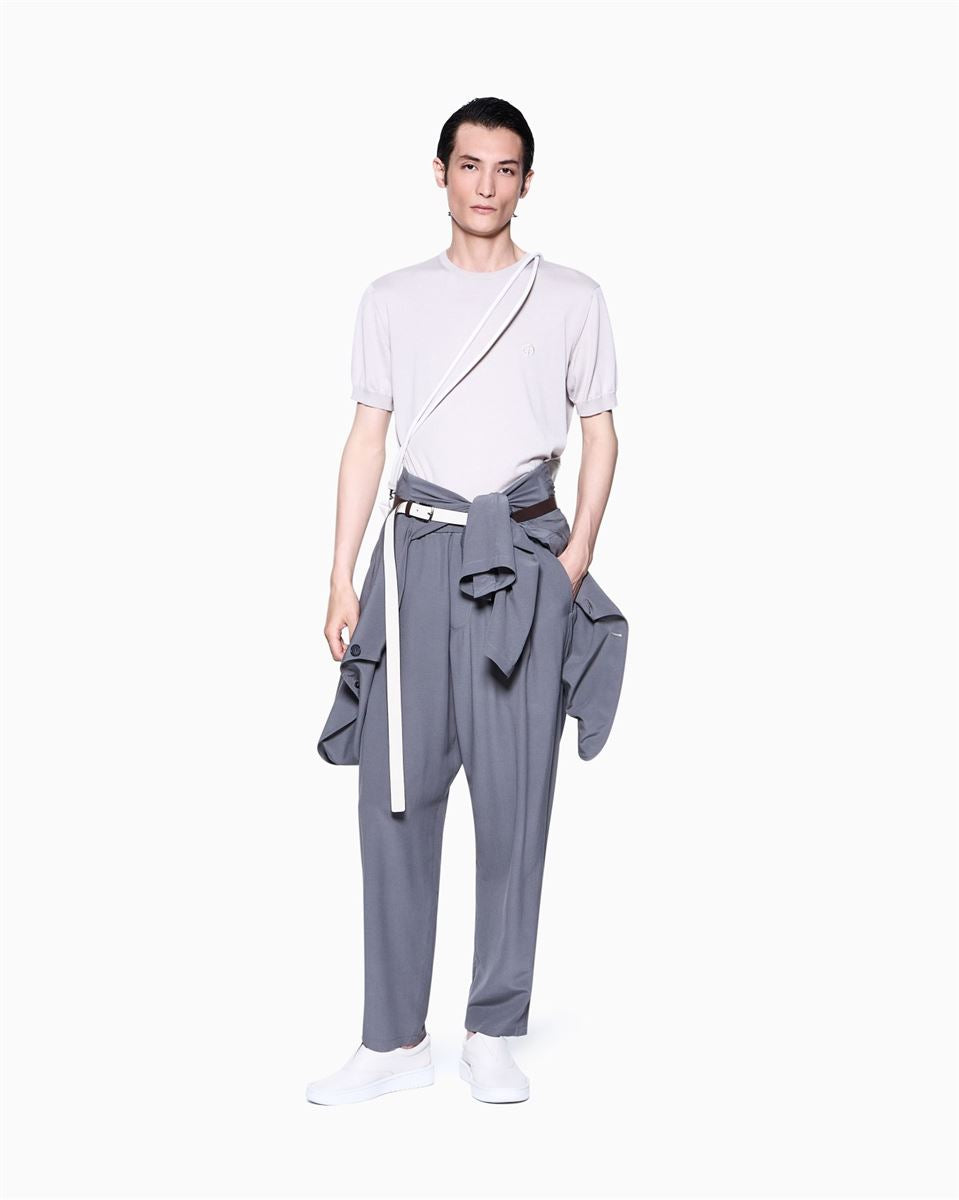 short-sleeved silk-cotton jumper-GIORGIO ARMANI-Verso