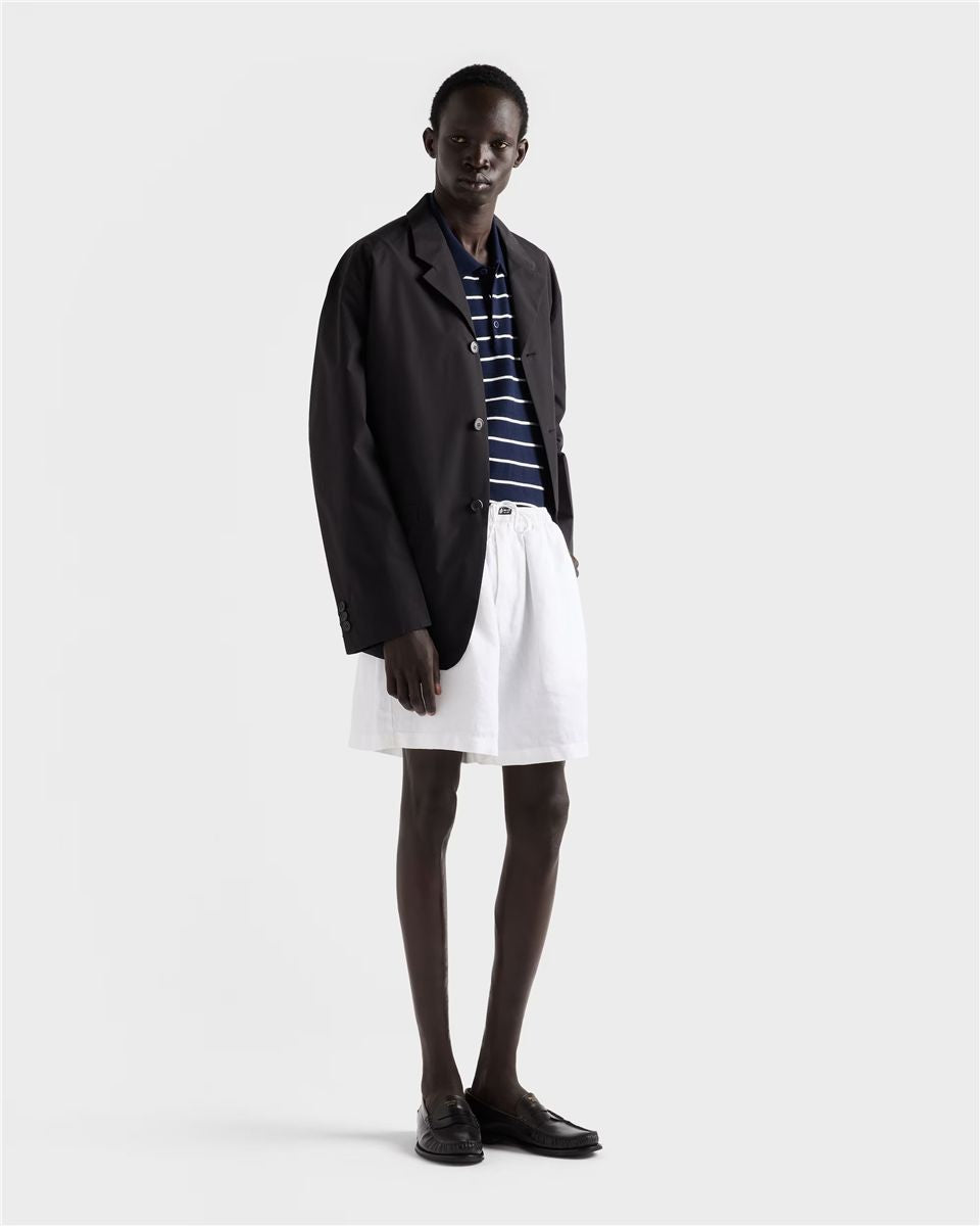 Short-sleeved striped cotton polo shirt-PRADA-Verso