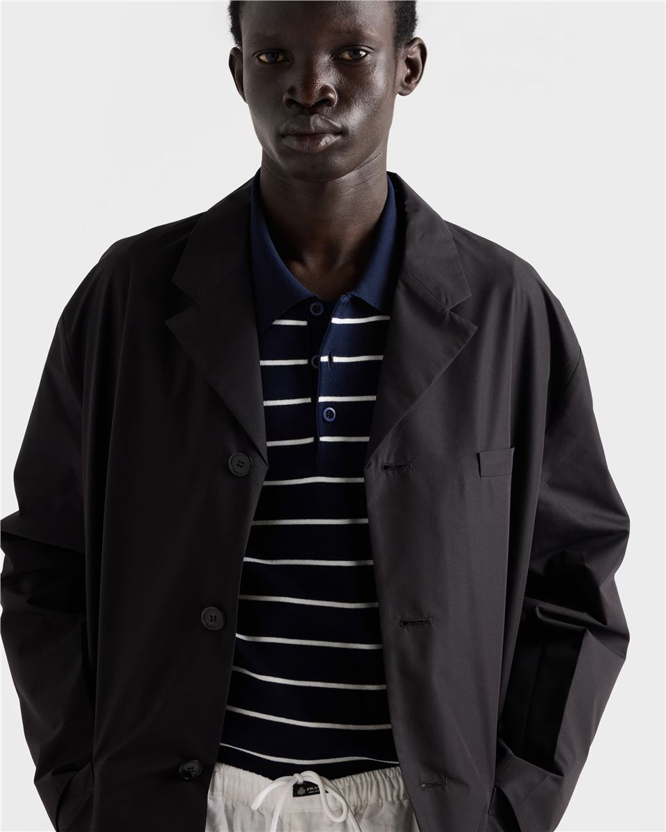 Short-sleeved striped cotton polo shirt-PRADA-Verso