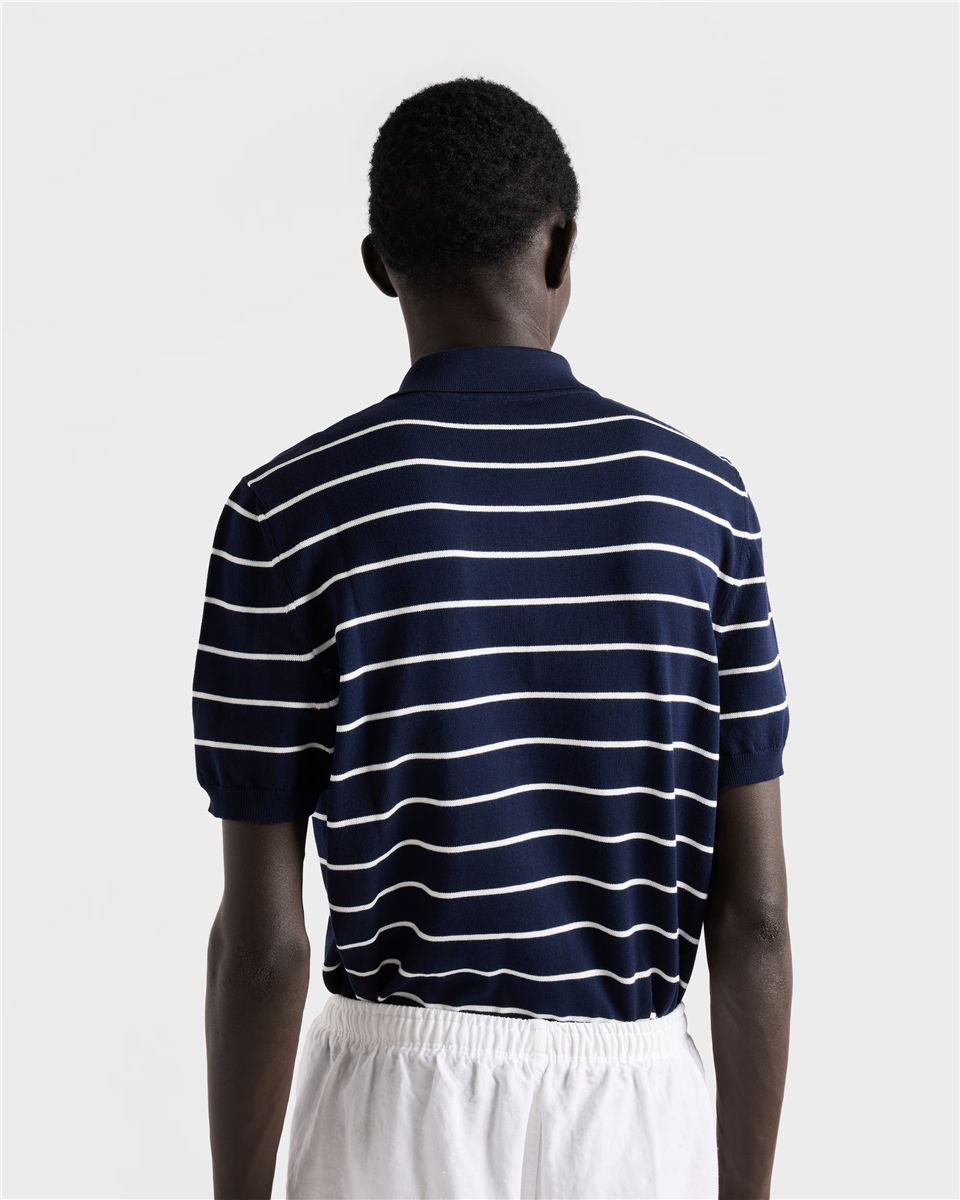 Short-sleeved striped cotton polo shirt-PRADA-Verso