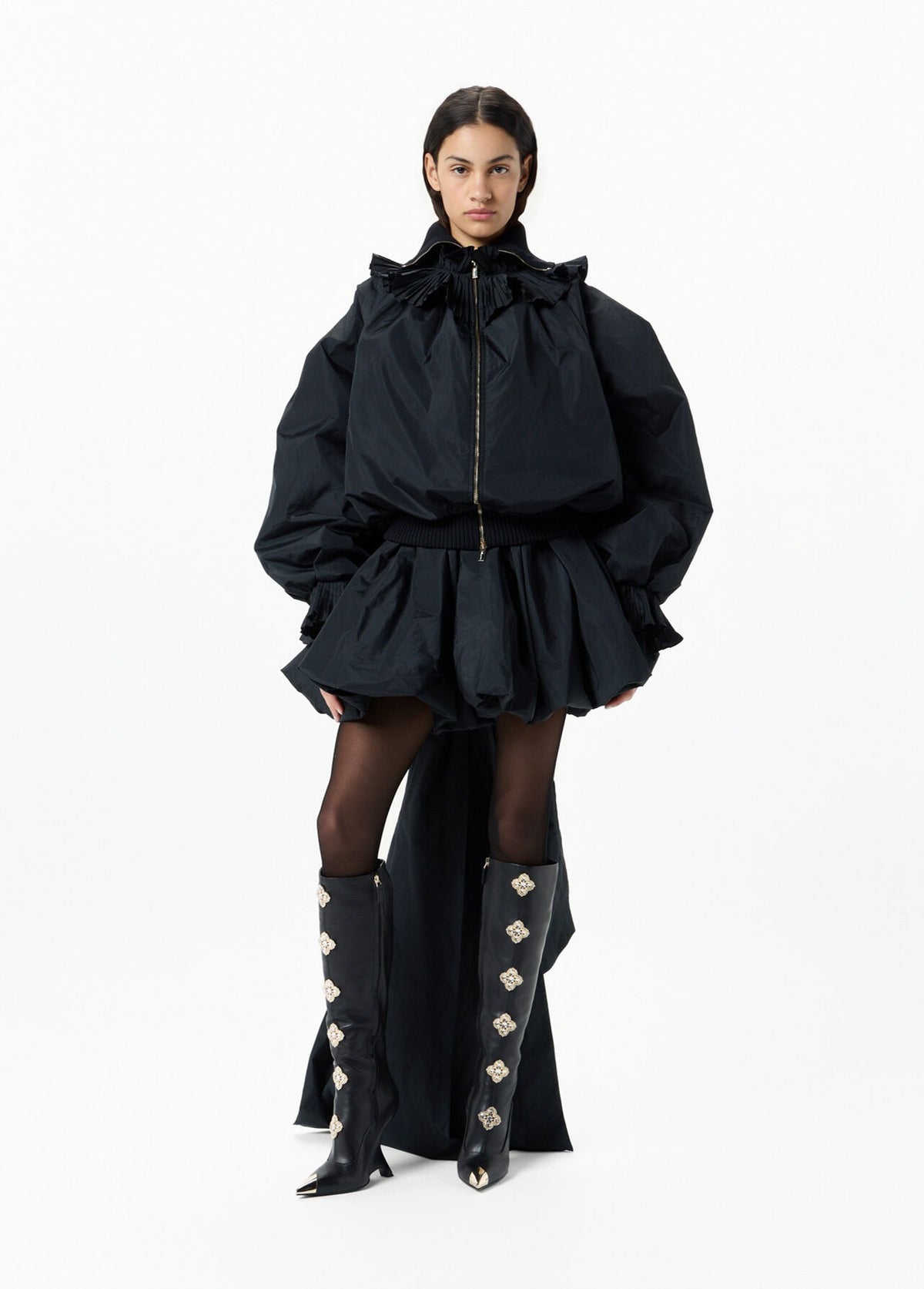 Short Taffeta Skirt with Bow-BLUMARINE-Verso