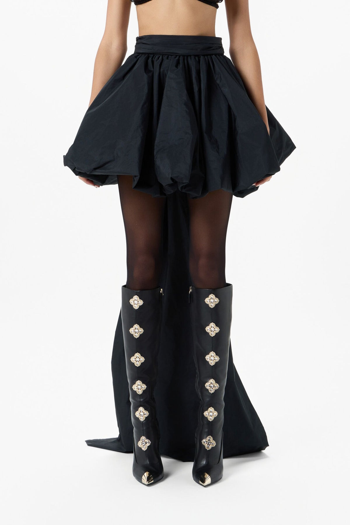 Short Taffeta Skirt with Bow-BLUMARINE-Verso
