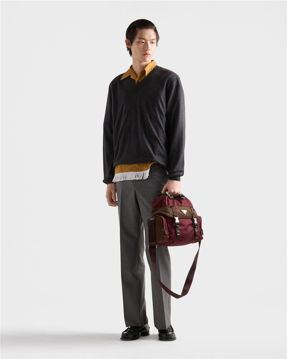 Silk and Cashmere V-neck Sweater-PRADA-Verso