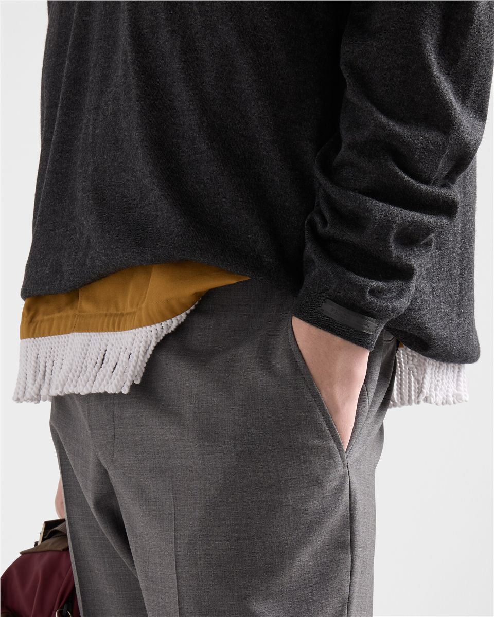 Silk and Cashmere V-neck Sweater-PRADA-Verso