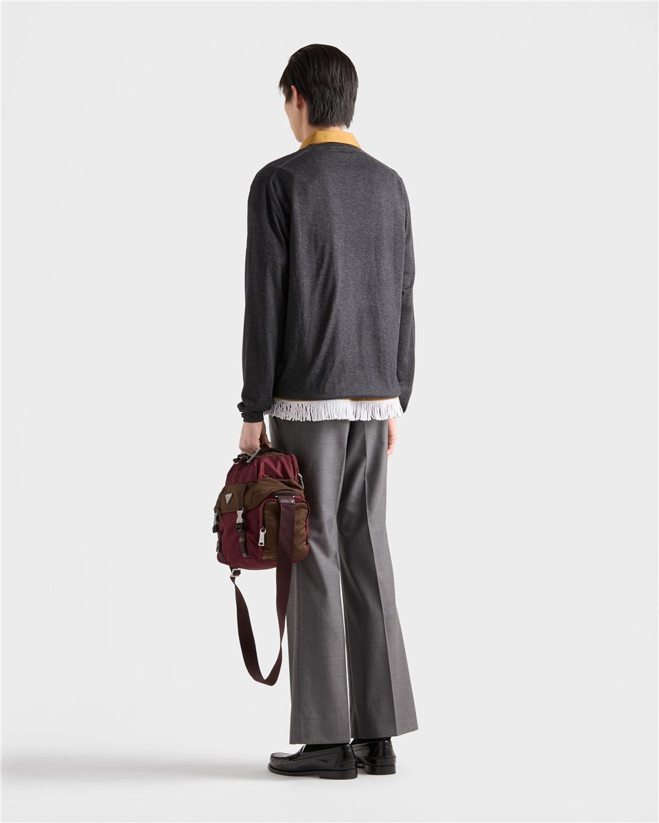 Silk and Cashmere V-neck Sweater-PRADA-Verso