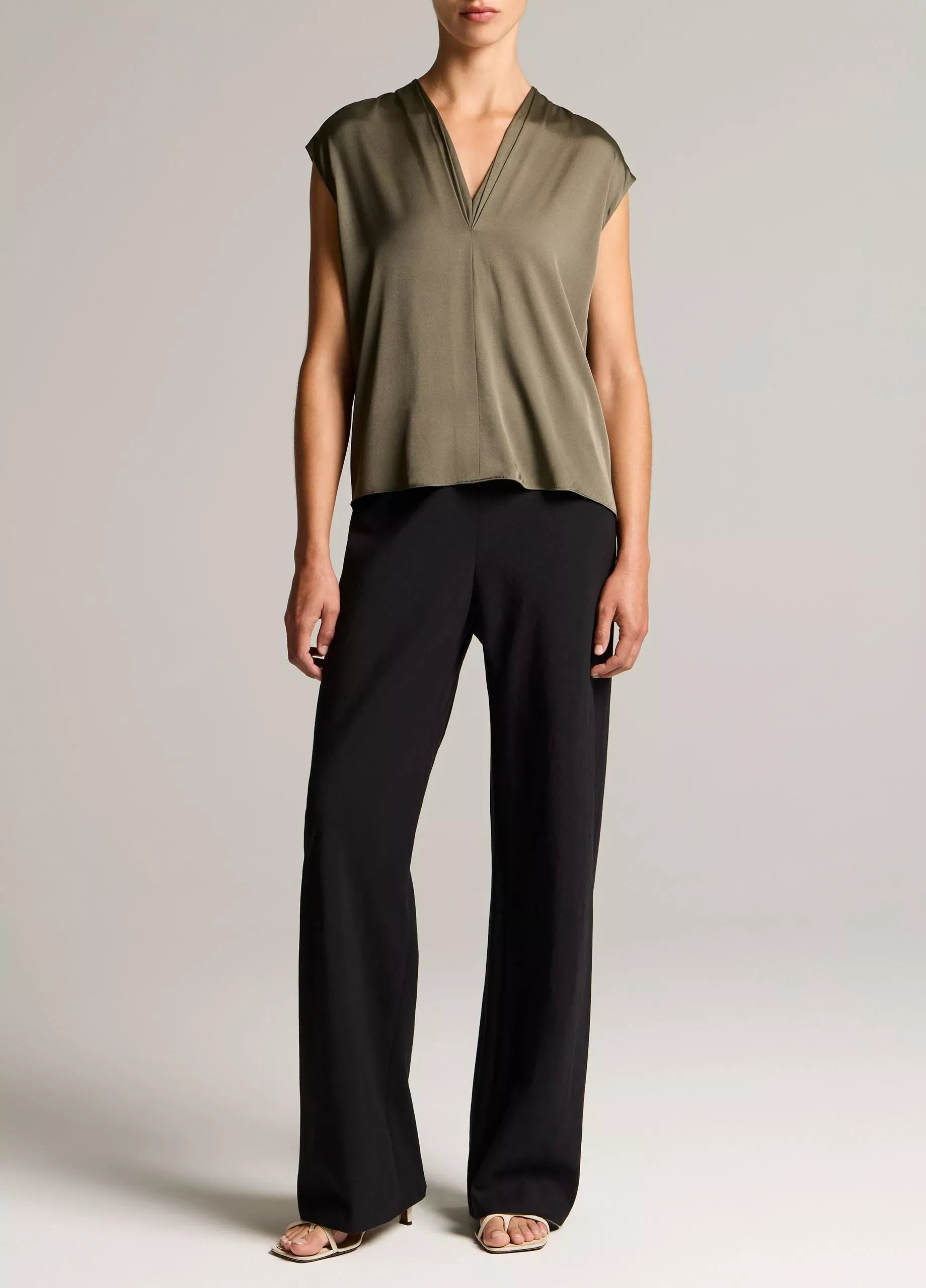 Silk-blend double v-neck top-VINCE-Verso