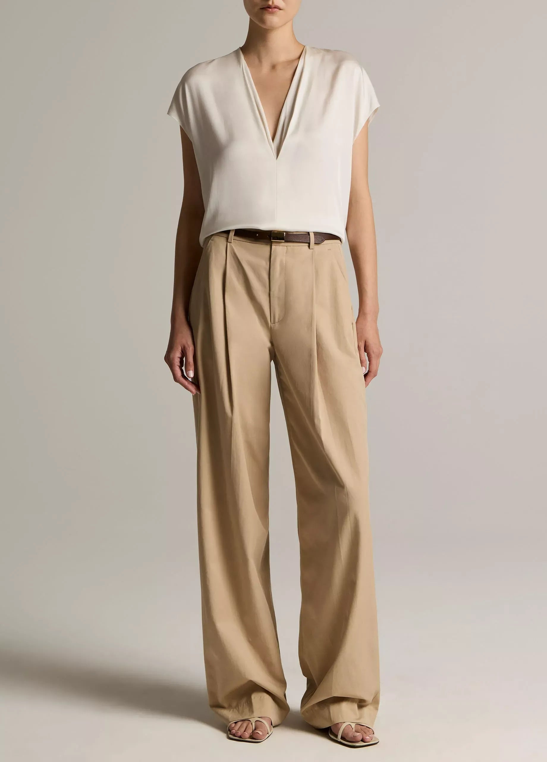 Silk-blend double v-neck top-VINCE-Verso