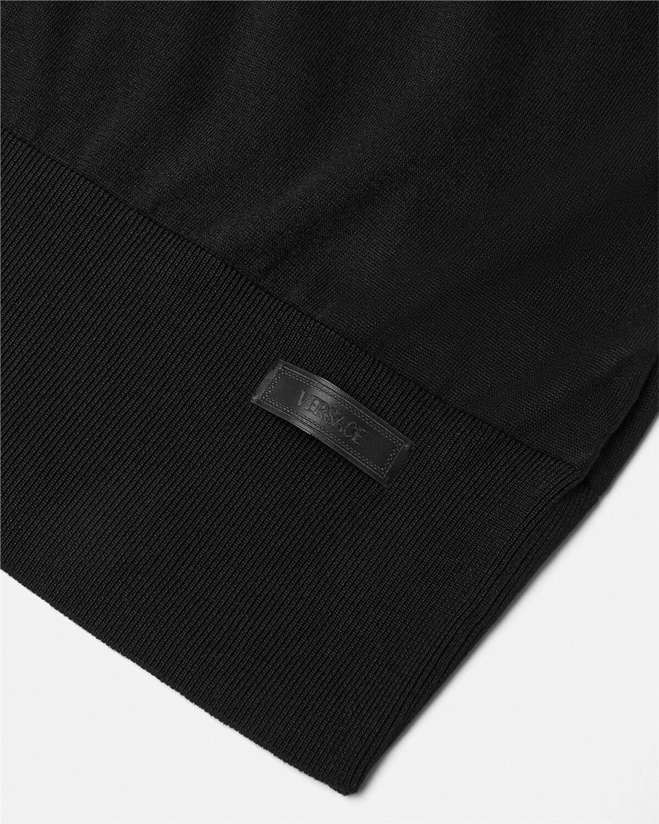silk-blend knit polo cardigan-VERSACE-Verso