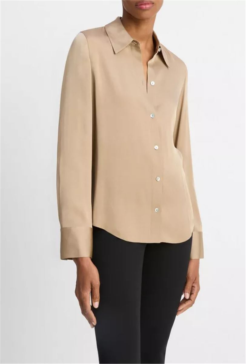 SILK-BLEND SLIM BUTTON-FRONT BLOUSE-VINCE-Verso