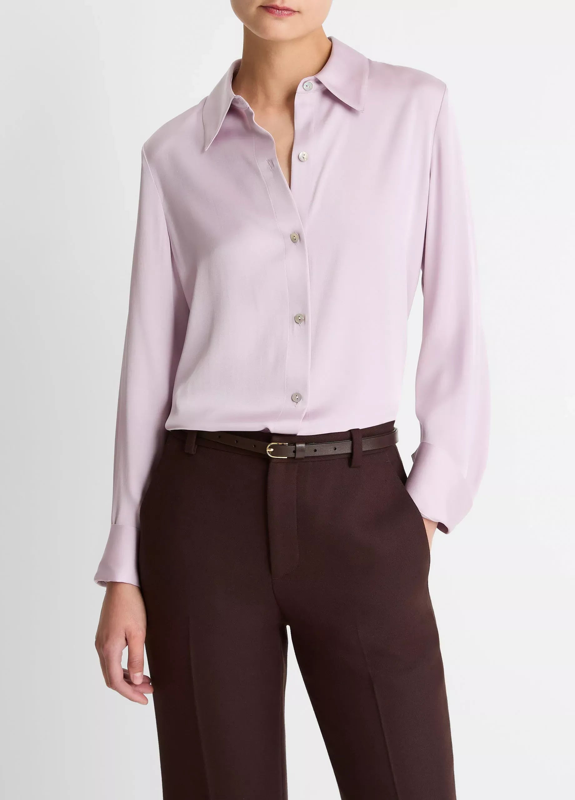 Silk-Blend Slim Button-Front Blouse-VINCE-Verso