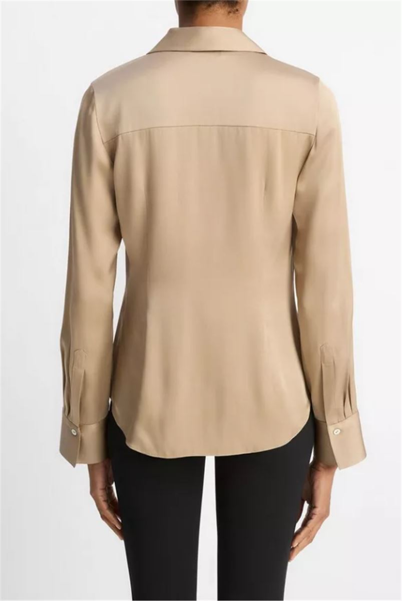SILK-BLEND SLIM BUTTON-FRONT BLOUSE-VINCE-Verso