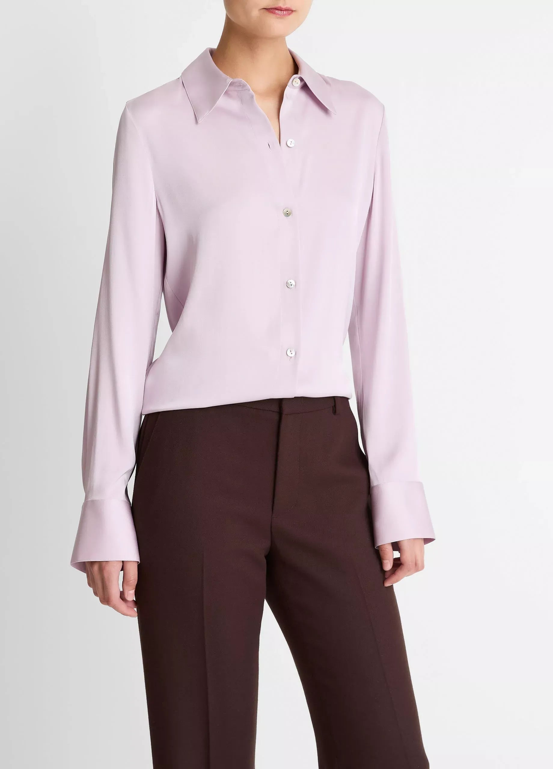 Silk-Blend Slim Button-Front Blouse-VINCE-Verso